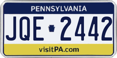 PA license plate JQE2442