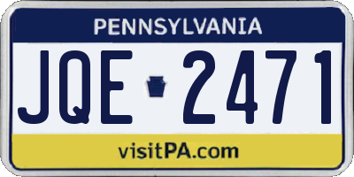PA license plate JQE2471