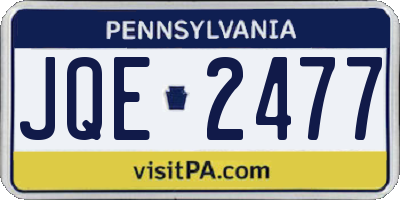 PA license plate JQE2477