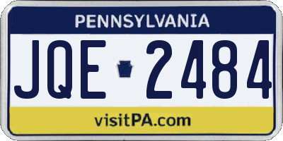 PA license plate JQE2484