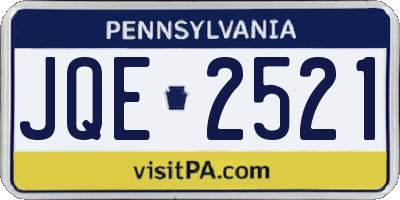 PA license plate JQE2521