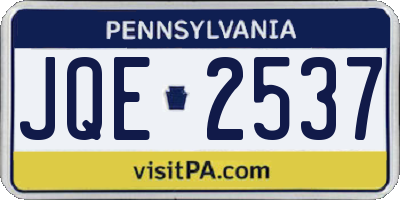 PA license plate JQE2537