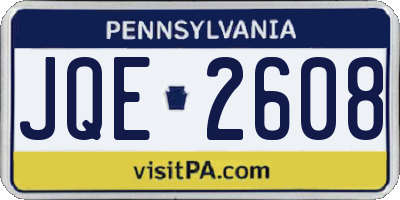 PA license plate JQE2608