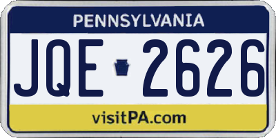PA license plate JQE2626
