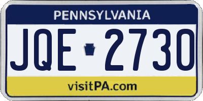 PA license plate JQE2730