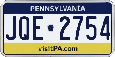 PA license plate JQE2754