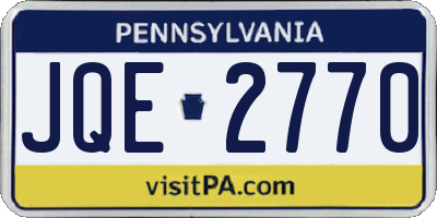 PA license plate JQE2770