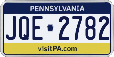 PA license plate JQE2782