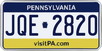 PA license plate JQE2820