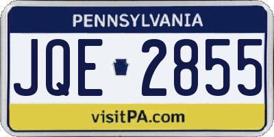 PA license plate JQE2855