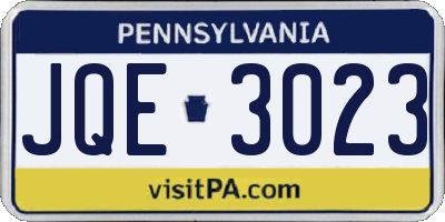 PA license plate JQE3023