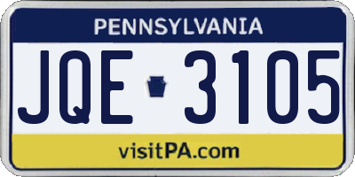 PA license plate JQE3105