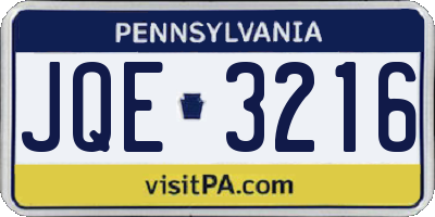 PA license plate JQE3216
