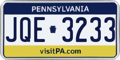 PA license plate JQE3233