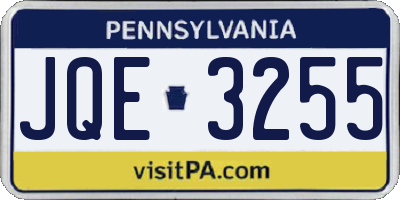 PA license plate JQE3255