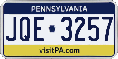 PA license plate JQE3257