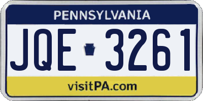 PA license plate JQE3261