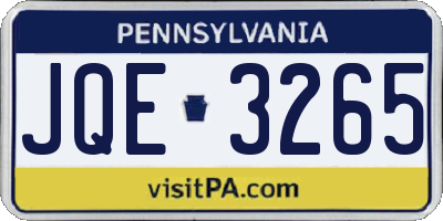 PA license plate JQE3265