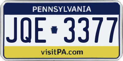 PA license plate JQE3377
