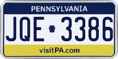 PA license plate JQE3386