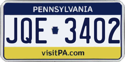 PA license plate JQE3402