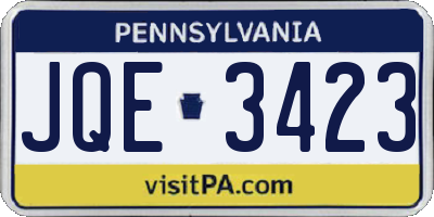 PA license plate JQE3423