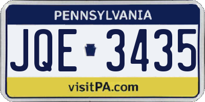 PA license plate JQE3435