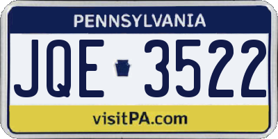 PA license plate JQE3522