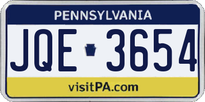 PA license plate JQE3654
