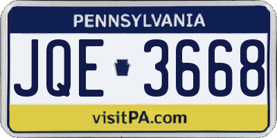 PA license plate JQE3668