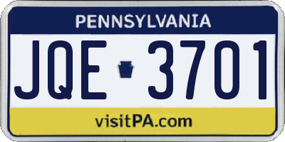 PA license plate JQE3701