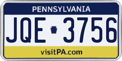PA license plate JQE3756