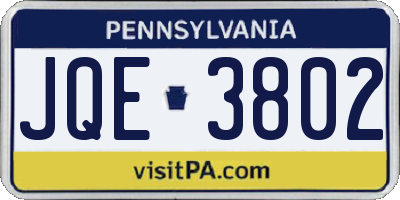 PA license plate JQE3802