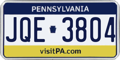 PA license plate JQE3804