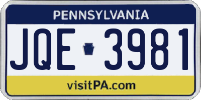 PA license plate JQE3981