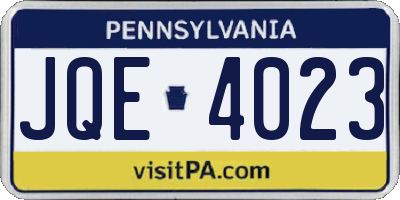 PA license plate JQE4023