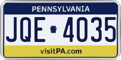 PA license plate JQE4035