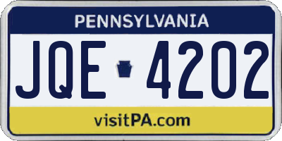 PA license plate JQE4202