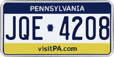 PA license plate JQE4208