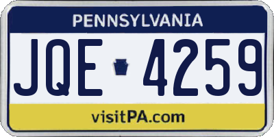 PA license plate JQE4259
