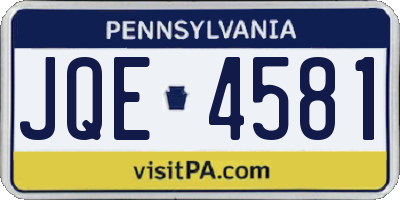 PA license plate JQE4581