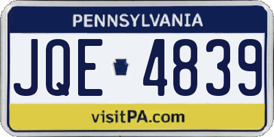 PA license plate JQE4839