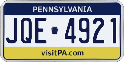 PA license plate JQE4921