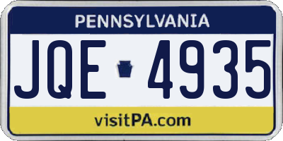 PA license plate JQE4935