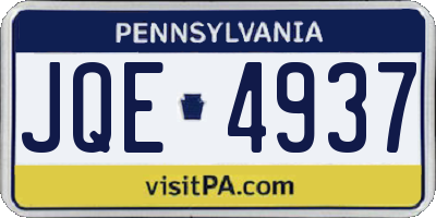PA license plate JQE4937