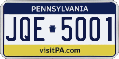 PA license plate JQE5001