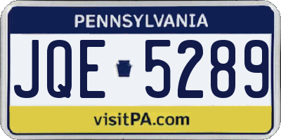 PA license plate JQE5289