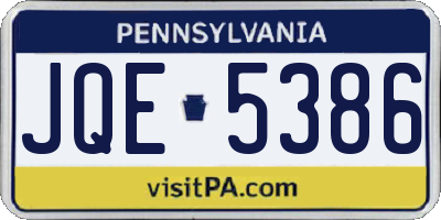 PA license plate JQE5386