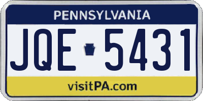 PA license plate JQE5431