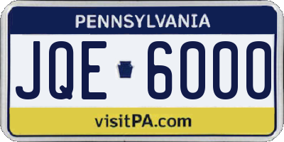 PA license plate JQE6000